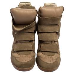 Pre Owned Isabel Marant Taupe Suede Bekett High-Top Sneakers Size 37