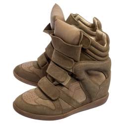 Pre Owned Isabel Marant Taupe Suede Bekett High-Top Sneakers Size 37