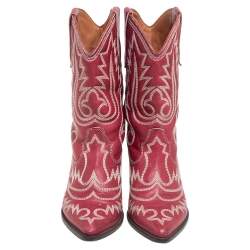 Pre Owned Isabel Marant Red Leather Dewina Ankle Boots Size 37