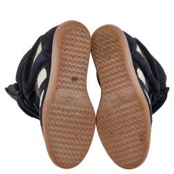 Pre Owned Isabel Marant Black/Beige Suede and Leather Bekett Wedge Sneakers Size 39