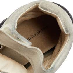 Pre Owned Isabel Marant Black/Grey Suede and Python Embossed Leather Beckett Wedge Sneakers Size 38