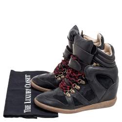 Pre Owned Isabel Marant Black Suede And Leather Tibetan High-Top Sneakers Size 37
