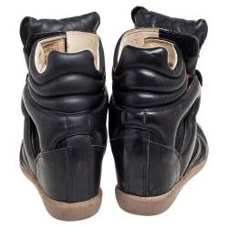 Pre Owned Isabel Marant Black Suede And Leather Tibetan High-Top Sneakers Size 37