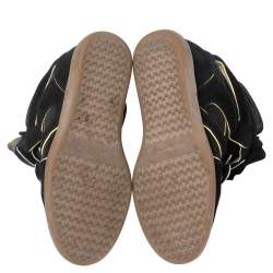 Pre Owned Isabel Marant Black Suede And Leather High Top Wedge Sneakers Size 39