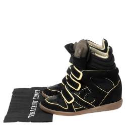 Pre Owned Isabel Marant Black Suede And Leather High Top Wedge Sneakers Size 39