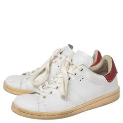 Pre Owned Isabel Marant White Leather Etoile Bart Low-Top Sneakers Size 36
