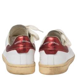 Pre Owned Isabel Marant White Leather Etoile Bart Low-Top Sneakers Size 36