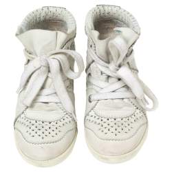 Pre Owned Isabel Marant White Perforated Leather Baya Wedge Sneakers Size 36  