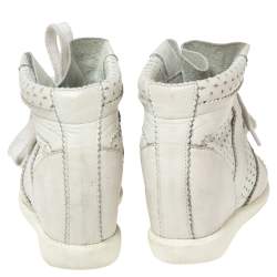 Pre Owned Isabel Marant White Perforated Leather Baya Wedge Sneakers Size 36  