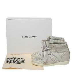 Pre Owned Isabel Marant White Perforated Leather Baya Wedge Sneakers Size 36  