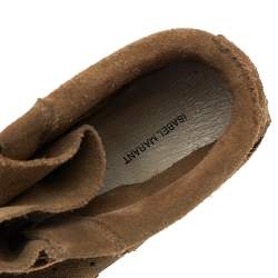 Pre Owned Isabel Marant Brown Suede Leather Bobby Wedge Lace Up Sneakers Size 38