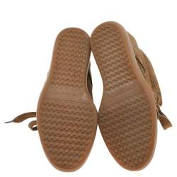 Pre Owned Isabel Marant Brown Suede Leather Bobby Wedge Lace Up Sneakers Size 38