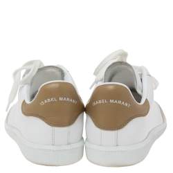 Pre Owned Isabel Marant White/Grey Leather And Suede Trainers Low Top Sneakers Size 40