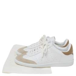 Pre Owned Isabel Marant White/Grey Leather And Suede Trainers Low Top Sneakers Size 40