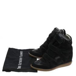 Pre Owned Isabel Marant Black Suede And Leather Bekett Wedge Sneakers Size 41