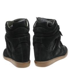 Pre Owned Isabel Marant Black Suede And Leather Bekett Wedge Sneakers Size 41
