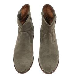 Pre Owned Isabel Marant Grey Suede Ankle Length Boots Size 36