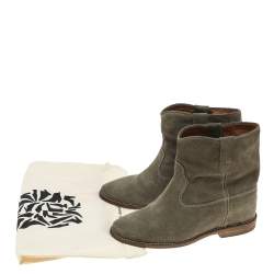 Pre Owned Isabel Marant Grey Suede Ankle Length Boots Size 36