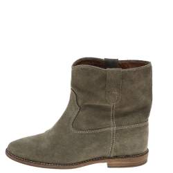 Pre Owned Isabel Marant Grey Suede Ankle Length Boots Size 36