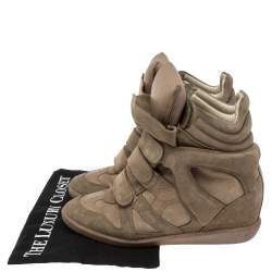 Pre Owned Isabel Marant Grey Suede And Leather Bekett Wedge Sneakers Size 40