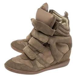 Pre Owned Isabel Marant Grey Suede And Leather Bekett Wedge Sneakers Size 40