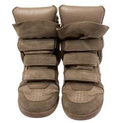 Pre Owned Isabel Marant Grey Suede And Leather Bekett Wedge Sneakers Size 40