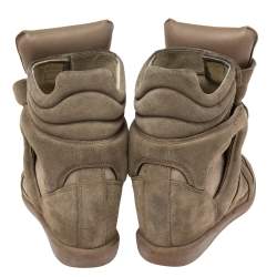 Pre Owned Isabel Marant Grey Suede And Leather Bekett Wedge Sneakers Size 40