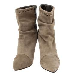 Pre Owned Isabel Marant Two-Tone Suede and Leather Lance Ankle Boots Size 37