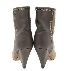 Pre Owned Isabel Marant Two-Tone Suede and Leather Lance Ankle Boots Size 37