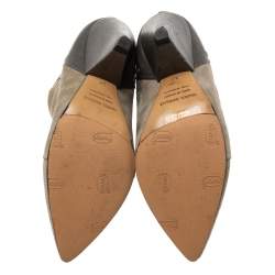 Pre Owned Isabel Marant Two-Tone Suede and Leather Lance Ankle Boots Size 37