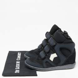 Isabel Marant Black/Navy Blue Suede And Nylon High Top Wedge Sneakers Size 38