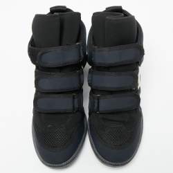 Isabel Marant Black/Navy Blue Suede And Nylon High Top Wedge Sneakers Size 38
