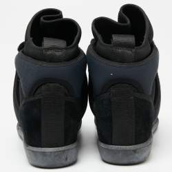 Isabel Marant Black/Navy Blue Suede And Nylon High Top Wedge Sneakers Size 38