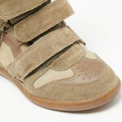 Pre Owned Isabel Marant Green Suede And Leather High Top Sneakers Size 38