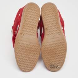 Pre Owned Isabel Marant Red/Cream Suede And Canvas Bekett Wedge High Top Sneaker Size 40