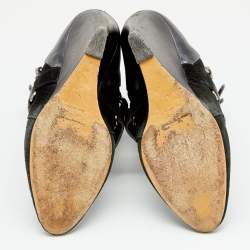 Pre Owned Isabel Marant Black Suede And Calf Hair Pointed Toe Wedge Ankle Boots Size 40