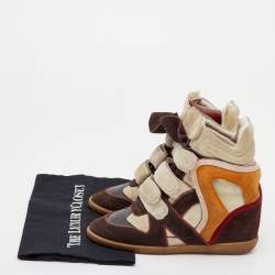 Pre Owned Isabel Marant Multicolor Suede And Leather Bekett Wedge High Top Sneakers Size 39