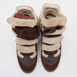 Pre Owned Isabel Marant Multicolor Suede And Leather Bekett Wedge High Top Sneakers Size 39