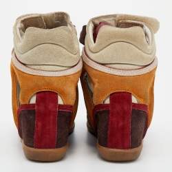 Pre Owned Isabel Marant Multicolor Suede And Leather Bekett Wedge High Top Sneakers Size 39