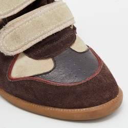 Pre Owned Isabel Marant Multicolor Suede And Leather Bekett Wedge High Top Sneakers Size 39