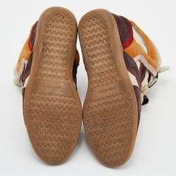 Pre Owned Isabel Marant Multicolor Suede And Leather Bekett Wedge High Top Sneakers Size 39