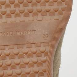Pre Owned Isabel Marant Olive Green Suede Bobby Wedge Sneakers Size 39