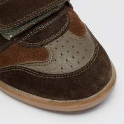 Pre Owned Isabel Marant Brown Suede And Leather Bekett Wedge High Top Sneakers Size 38