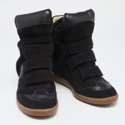 Pre Owned Isabel Marant Black Suede And Leather Wedge Bekett Sneakers Size 38