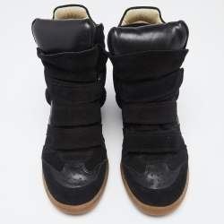 Pre Owned Isabel Marant Black Suede And Leather Wedge Bekett Sneakers Size 38