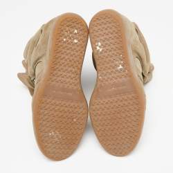 Pre Owned Isabel Marant Beige Suede Beckett Wedge Sneakers Size 38