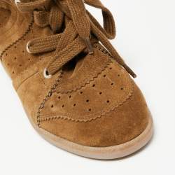Pre Owned Isabel Marant Brown Suede Bobby Wedge Sneakers Size 38