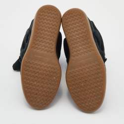 Pre Owned Isabel Marant Black/Dark Green Suede And Leather Beckett Wedge High Top Sneakers Size 38