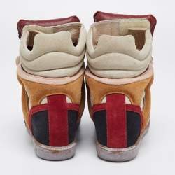 Pre Owned Isabel Marant Multicolor Suede And Leather Bekett Wedge High Top Sneakers Size 39