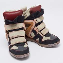 Pre Owned Isabel Marant Multicolor Suede And Leather Bekett Wedge High Top Sneakers Size 39